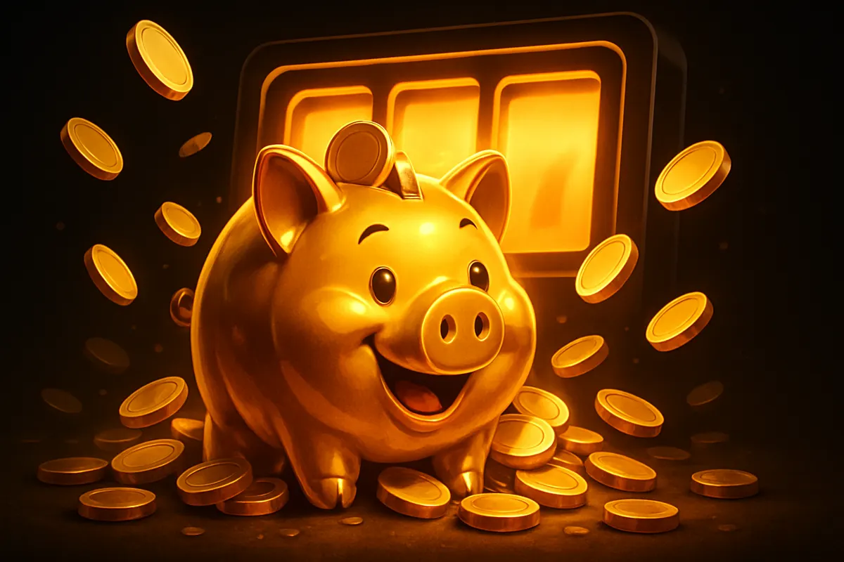 Cash Pig slot review featuring a golden piggy bank scatter on the reels
