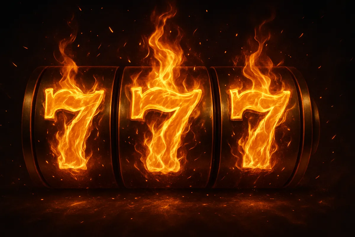 Fire Sevens casino slot review with flaming seven symbols on the reels